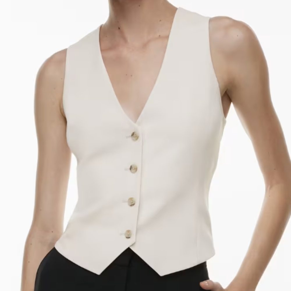 Babaton Deniro Vest 00 xs - Pearl Aritzia Waistcoat Top